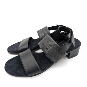 Munro Kristal Heeled Sandal Adjustable Women's Black Leather Size US7.5 SS EU38